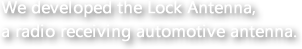 We developed the Lock Antenna, a radio receiving automotive antenna.